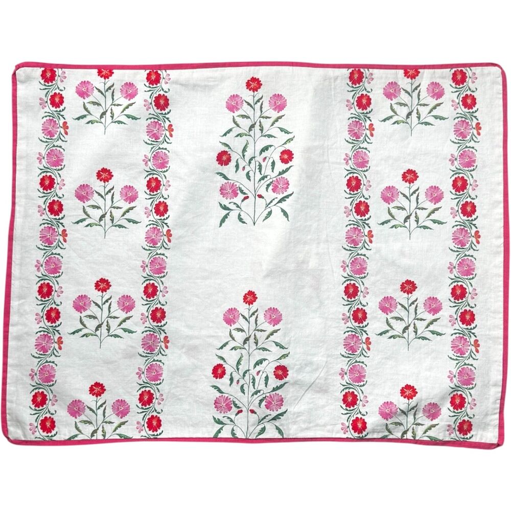 GreenRow Evelyn Cotton Linen Floral Standard Single Sham White Cottage Core NWOT